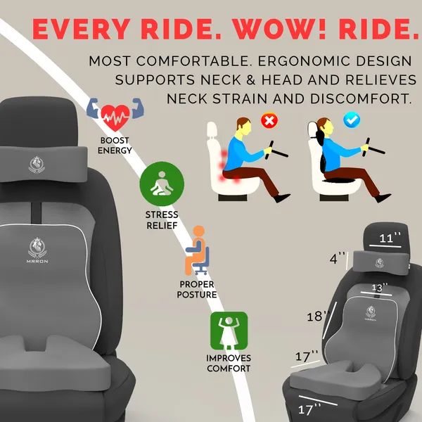 MRRON_Memory_Foam_Car_Seat_Cushion_Set_�_Lumbar_Back_Support,_Coccyx_Seat_Pad_&_Neck_Pillow_�_Ergonomic_Pain_Relief_for_Back,_Tailbone,_Sciatica_�_Ideal_for_Driving,_Office_&_Travel.