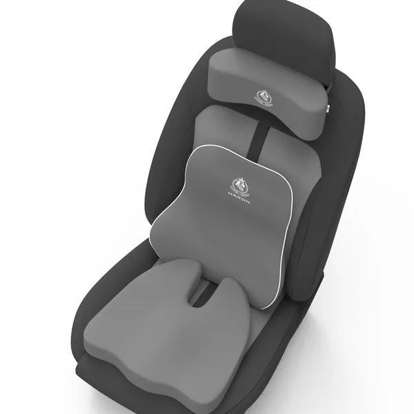 MRRON_Memory_Foam_Car_Seat_Cushion_Set_�_Lumbar_Back_Support,_Coccyx_Seat_Pad_&_Neck_Pillow_�_Ergonomic_Pain_Relief_for_Back,_Tailbone,_Sciatica_�_Ideal_for_Driving,_Office_&_Travel.