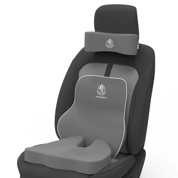 MRRON_Memory_Foam_Car_Seat_Cushion_Set_�_Lumbar_Back_Support,_Coccyx_Seat_Pad_&_Neck_Pillow_�_Ergonomic_Pain_Relief_for_Back,_Tailbone,_Sciatica_�_Ideal_for_Driving,_Office_&_Travel.