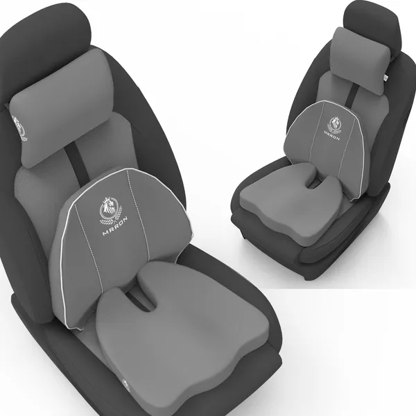 MRRON_Memory_Foam_Car_Seat_Cushion_Set_�_Lumbar_Back_Support,_Coccyx_Seat_Pad_&_Neck_Pillow_�_Ergonomic_Pain_Relief_for_Back,_Tailbone,_Sciatica_�_Ideal_for_Driving,_Office_&_Travel.