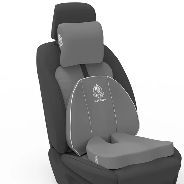 MRRON_Memory_Foam_Car_Seat_Cushion_Set_�_Lumbar_Back_Support,_Coccyx_Seat_Pad_&_Neck_Pillow_�_Ergonomic_Pain_Relief_for_Back,_Tailbone,_Sciatica_�_Ideal_for_Driving,_Office_&_Travel.