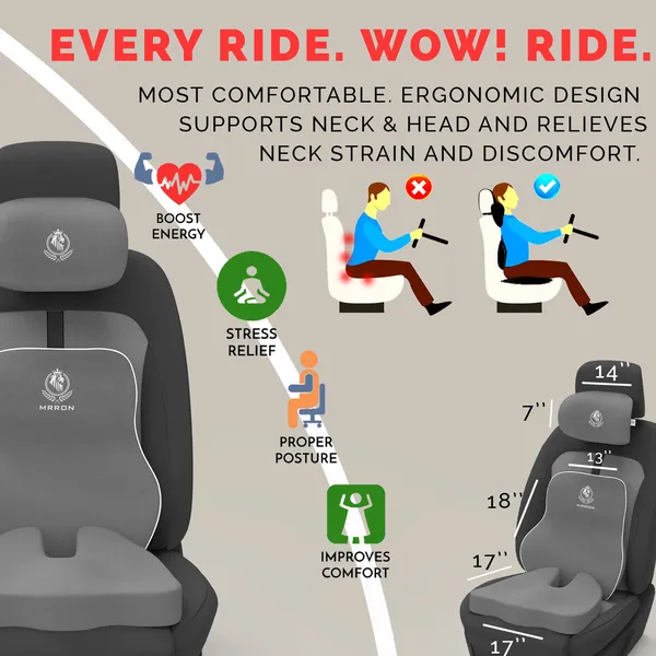 MRRON_Memory_Foam_Car_Seat_Cushion_Set_�_Lumbar_Back_Support,_Coccyx_Seat_Pad_&_Neck_Pillow_�_Ergonomic_Pain_Relief_for_Back,_Tailbone,_Sciatica_�_Ideal_for_Driving,_Office_&_Travel.