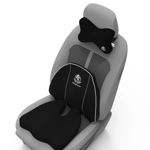 MRRON_Memory_Foam_Car_Seat_Cushion_Set_�_Lumbar_Back_Support,_Coccyx_Seat_Pad_&_Neck_Pillow_�_Ergonomic_Pain_Relief_for_Back,_Tailbone,_Sciatica_�_Ideal_for_Driving,_Office_&_Travel.