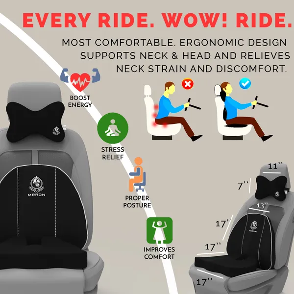 MRRON_Memory_Foam_Car_Seat_Cushion_Set_�_Lumbar_Back_Support,_Coccyx_Seat_Pad_&_Neck_Pillow_�_Ergonomic_Pain_Relief_for_Back,_Tailbone,_Sciatica_�_Ideal_for_Driving,_Office_&_Travel.