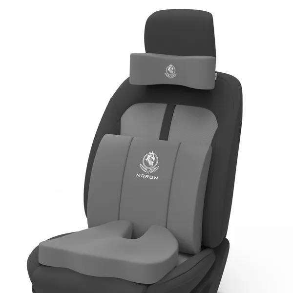 MRRON_Memory_Foam_Car_Seat_Cushion_Set_�_Lumbar_Back_Support,_Coccyx_Seat_Pad_&_Neck_Pillow_�_Ergonomic_Pain_Relief_for_Back,_Tailbone,_Sciatica_�_Ideal_for_Driving,_Office_&_Travel.