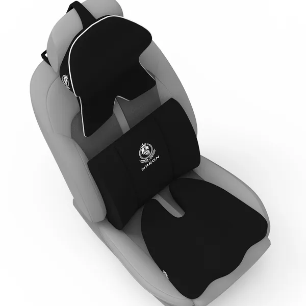MRRON_Memory_Foam_Car_Seat_Cushion_Set_�_Lumbar_Back_Support,_Coccyx_Seat_Pad_&_Neck_Pillow_�_Ergonomic_Pain_Relief_for_Back,_Tailbone,_Sciatica_�_Ideal_for_Driving,_Office_&_Travel.