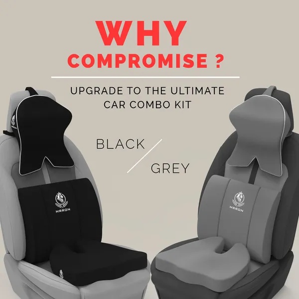MRRON_Memory_Foam_Car_Seat_Cushion_Set_�_Lumbar_Back_Support,_Coccyx_Seat_Pad_&_Neck_Pillow_�_Ergonomic_Pain_Relief_for_Back,_Tailbone,_Sciatica_�_Ideal_for_Driving,_Office_&_Travel.