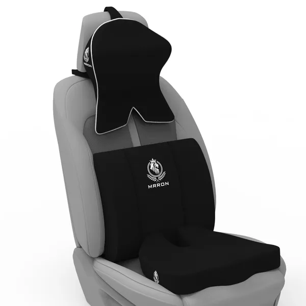 MRRON_Memory_Foam_Car_Seat_Cushion_Set_�_Lumbar_Back_Support,_Coccyx_Seat_Pad_&_Neck_Pillow_�_Ergonomic_Pain_Relief_for_Back,_Tailbone,_Sciatica_�_Ideal_for_Driving,_Office_&_Travel.
