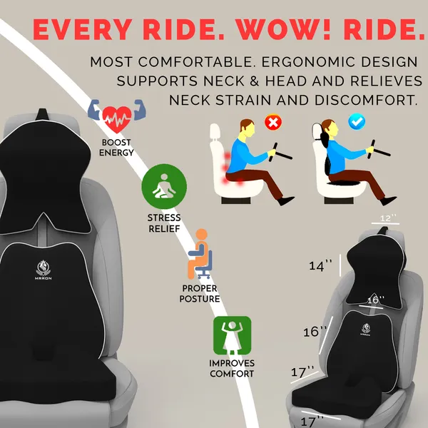 MRRON_Memory_Foam_Car_Seat_Cushion_Set_�_Lumbar_Back_Support,_Coccyx_Seat_Pad_&_Neck_Pillow_�_Ergonomic_Pain_Relief_for_Back,_Tailbone,_Sciatica_�_Ideal_for_Driving,_Office_&_Travel.