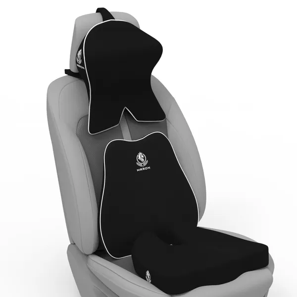 MRRON_Memory_Foam_Car_Seat_Cushion_Set_�_Lumbar_Back_Support,_Coccyx_Seat_Pad_&_Neck_Pillow_�_Ergonomic_Pain_Relief_for_Back,_Tailbone,_Sciatica_�_Ideal_for_Driving,_Office_&_Travel.