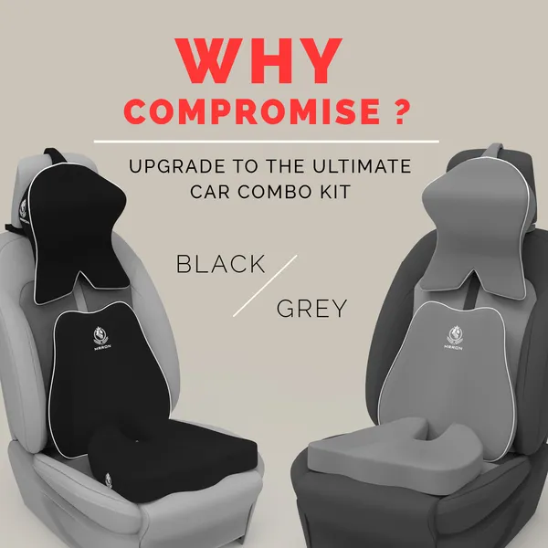 MRRON_Memory_Foam_Car_Seat_Cushion_Set_�_Lumbar_Back_Support,_Coccyx_Seat_Pad_&_Neck_Pillow_�_Ergonomic_Pain_Relief_for_Back,_Tailbone,_Sciatica_�_Ideal_for_Driving,_Office_&_Travel.