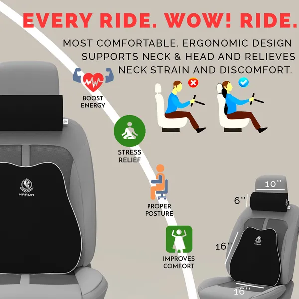 MRRON_Back_Support_Neck_Rest_for_Chair_&_Car_Seat,_Orthopaedic_Lumbar_Support_Memory_Foam_Backrest_Cushion_Designed_for_Back_Pain_Relief_Pillow_for_Comfortable_Sitting