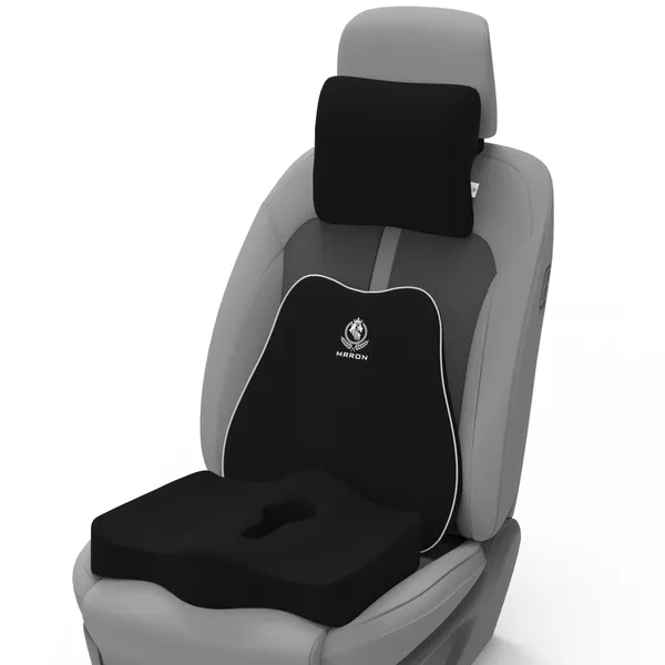 MRRON_Memory_Foam_Car_Seat_Cushion_Set_�_Lumbar_Back_Support,_Coccyx_Seat_Pad_&_Neck_Pillow_�_Ergonomic_Pain_Relief_for_Back,_Tailbone,_Sciatica_�_Ideal_for_Driving,_Office_&_Travel.