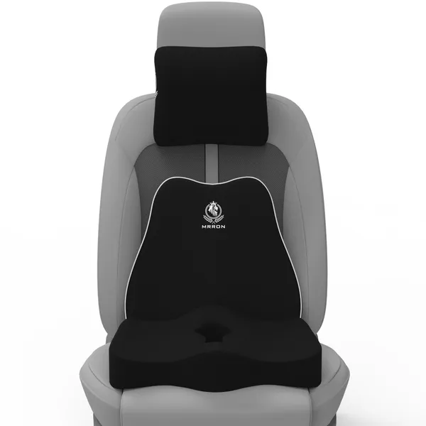 MRRON_Memory_Foam_Car_Seat_Cushion_Set_�_Lumbar_Back_Support,_Coccyx_Seat_Pad_&_Neck_Pillow_�_Ergonomic_Pain_Relief_for_Back,_Tailbone,_Sciatica_�_Ideal_for_Driving,_Office_&_Travel.