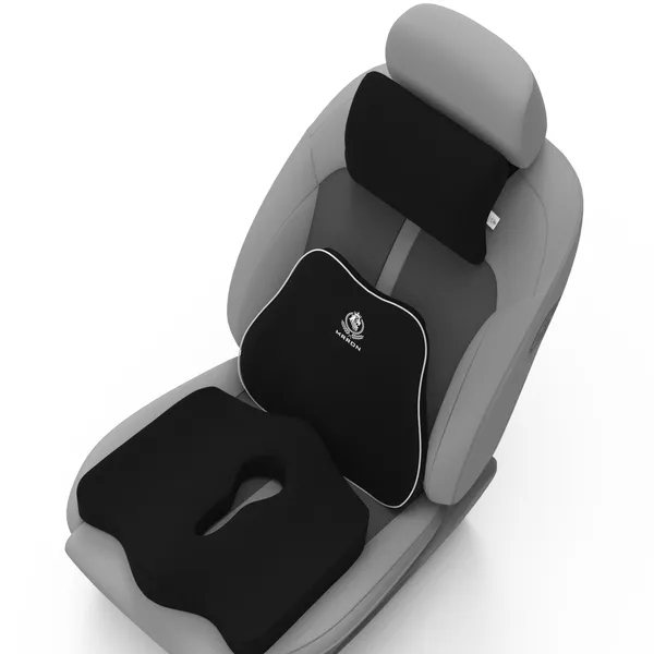 MRRON_Memory_Foam_Car_Seat_Cushion_Set_�_Lumbar_Back_Support,_Coccyx_Seat_Pad_&_Neck_Pillow_�_Ergonomic_Pain_Relief_for_Back,_Tailbone,_Sciatica_�_Ideal_for_Driving,_Office_&_Travel.