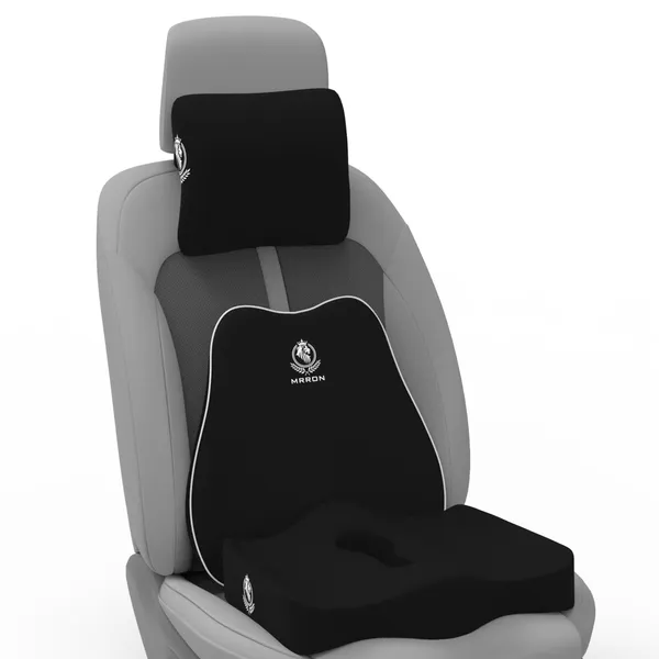 MRRON_Memory_Foam_Car_Seat_Cushion_Set_�_Lumbar_Back_Support,_Coccyx_Seat_Pad_&_Neck_Pillow_�_Ergonomic_Pain_Relief_for_Back,_Tailbone,_Sciatica_�_Ideal_for_Driving,_Office_&_Travel.