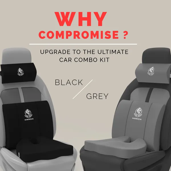 MRRON_Memory_Foam_Car_Seat_Cushion_Set_�_Lumbar_Back_Support,_Coccyx_Seat_Pad_&_Neck_Pillow_�_Ergonomic_Pain_Relief_for_Back,_Tailbone,_Sciatica_�_Ideal_for_Driving,_Office_&_Travel.