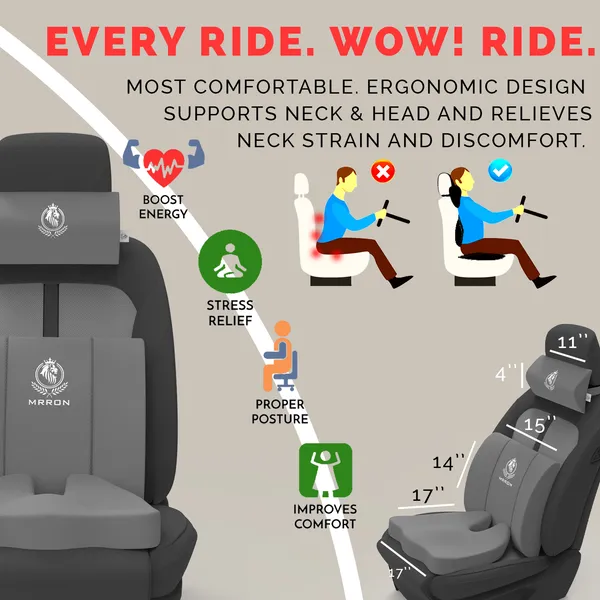 MRRON_Memory_Foam_Car_Seat_Cushion_Set_�_Lumbar_Back_Support,_Coccyx_Seat_Pad_&_Neck_Pillow_�_Ergonomic_Pain_Relief_for_Back,_Tailbone,_Sciatica_�_Ideal_for_Driving,_Office_&_Travel.