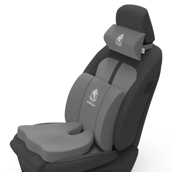 MRRON_Memory_Foam_Car_Seat_Cushion_Set_�_Lumbar_Back_Support,_Coccyx_Seat_Pad_&_Neck_Pillow_�_Ergonomic_Pain_Relief_for_Back,_Tailbone,_Sciatica_�_Ideal_for_Driving,_Office_&_Travel.