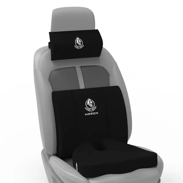 MRRON_Memory_Foam_Car_Seat_Cushion_Set_�_Lumbar_Back_Support,_Coccyx_Seat_Pad_&_Neck_Pillow_�_Ergonomic_Pain_Relief_for_Back,_Tailbone,_Sciatica_�_Ideal_for_Driving,_Office_&_Travel.