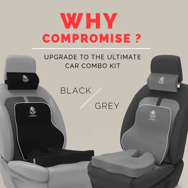 MRRON_Memory_Foam_Car_Seat_Cushion_Set_�_Lumbar_Back_Support,_Coccyx_Seat_Pad_&_Neck_Pillow_�_Ergonomic_Pain_Relief_for_Back,_Tailbone,_Sciatica_�_Ideal_for_Driving,_Office_&_Travel.