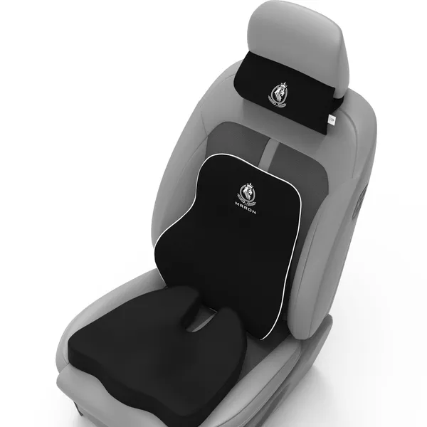 MRRON_Memory_Foam_Car_Seat_Cushion_Set_�_Lumbar_Back_Support,_Coccyx_Seat_Pad_&_Neck_Pillow_�_Ergonomic_Pain_Relief_for_Back,_Tailbone,_Sciatica_�_Ideal_for_Driving,_Office_&_Travel.