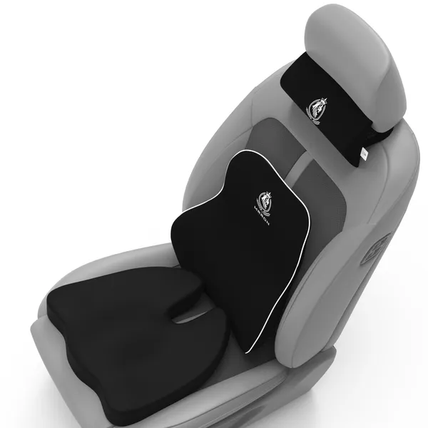 MRRON_Memory_Foam_Car_Seat_Cushion_Set_�_Lumbar_Back_Support,_Coccyx_Seat_Pad_&_Neck_Pillow_�_Ergonomic_Pain_Relief_for_Back,_Tailbone,_Sciatica_�_Ideal_for_Driving,_Office_&_Travel.