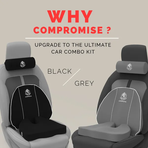 MRRON_Memory_Foam_Car_Seat_Cushion_Set_�_Lumbar_Back_Support,_Coccyx_Seat_Pad_&_Neck_Pillow_�_Ergonomic_Pain_Relief_for_Back,_Tailbone,_Sciatica_�_Ideal_for_Driving,_Office_&_Travel.