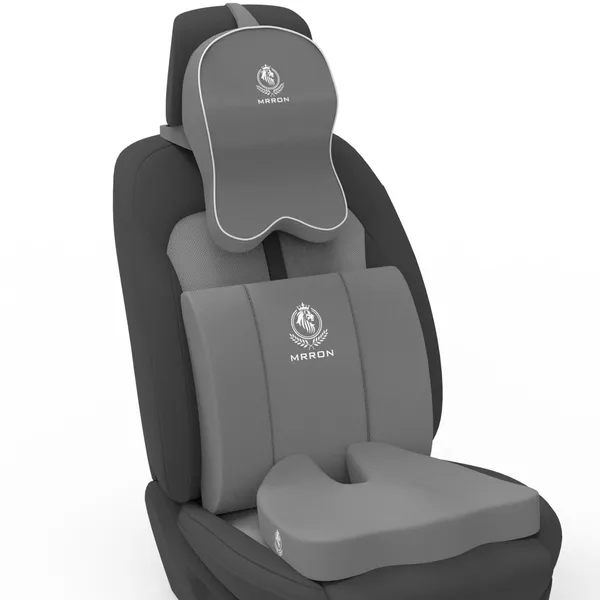 MRRON_Memory_Foam_Car_Seat_Cushion_Set_�_Lumbar_Back_Support,_Coccyx_Seat_Pad_&_Neck_Pillow_�_Ergonomic_Pain_Relief_for_Back,_Tailbone,_Sciatica_�_Ideal_for_Driving,_Office_&_Travel.