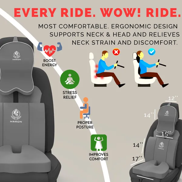 MRRON_Memory_Foam_Car_Seat_Cushion_Set_�_Lumbar_Back_Support,_Coccyx_Seat_Pad_&_Neck_Pillow_�_Ergonomic_Pain_Relief_for_Back,_Tailbone,_Sciatica_�_Ideal_for_Driving,_Office_&_Travel.