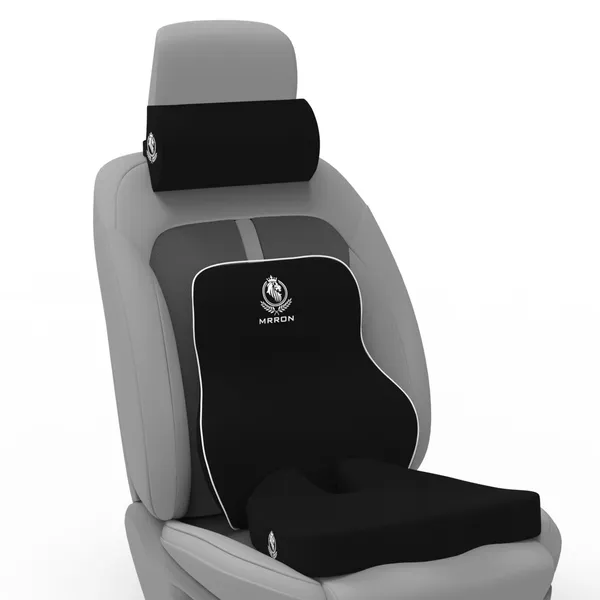 MRRON_Memory_Foam_Car_Seat_Cushion_Set_�_Lumbar_Back_Support,_Coccyx_Seat_Pad_&_Neck_Pillow_�_Ergonomic_Pain_Relief_for_Back,_Tailbone,_Sciatica_�_Ideal_for_Driving,_Office_&_Travel.