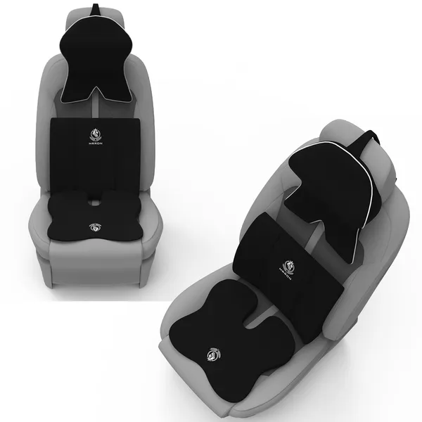 MRRON_Memory_Foam_Car_Seat_Cushion_Combo_–_Backrest,_Seat_Cushion_&_Neckrest_for_Tailbone,_Sciatica_&_Back_Pain_Relief_–_Orthopedic_Support_for_Driving,_Office_Chair.