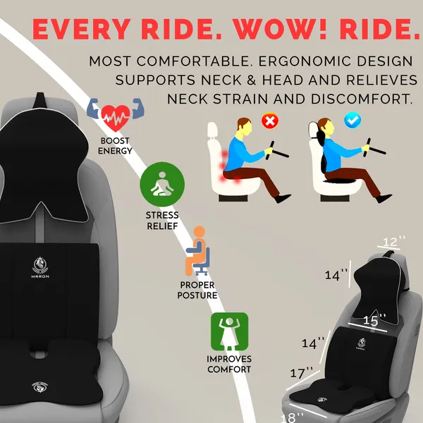 MRRON_Memory_Foam_Car_Seat_Cushion_Combo_–_Backrest,_Seat_Cushion_&_Neckrest_for_Tailbone,_Sciatica_&_Back_Pain_Relief_–_Orthopedic_Support_for_Driving,_Office_Chair.