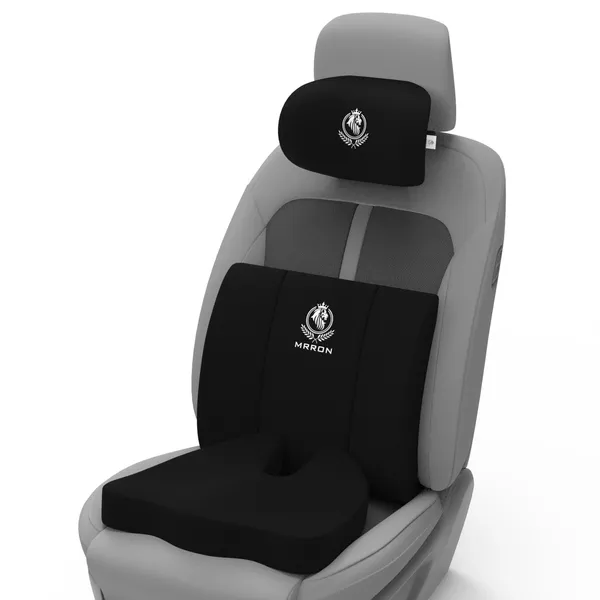 MRRON_Memory_Foam_Car_Seat_Cushion_Set_�_Lumbar_Back_Support,_Coccyx_Seat_Pad_&_Neck_Pillow_�_Ergonomic_Pain_Relief_for_Back,_Tailbone,_Sciatica_�_Ideal_for_Driving,_Office_&_Travel.