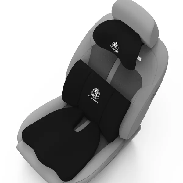 MRRON_Memory_Foam_Car_Seat_Cushion_Set_�_Lumbar_Back_Support,_Coccyx_Seat_Pad_&_Neck_Pillow_�_Ergonomic_Pain_Relief_for_Back,_Tailbone,_Sciatica_�_Ideal_for_Driving,_Office_&_Travel.