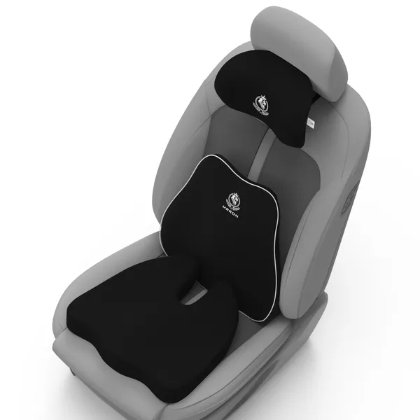 MRRON_Memory_Foam_Car_Seat_Cushion_Set_�_Lumbar_Back_Support,_Coccyx_Seat_Pad_&_Neck_Pillow_�_Ergonomic_Pain_Relief_for_Back,_Tailbone,_Sciatica_�_Ideal_for_Driving,_Office_&_Travel.
