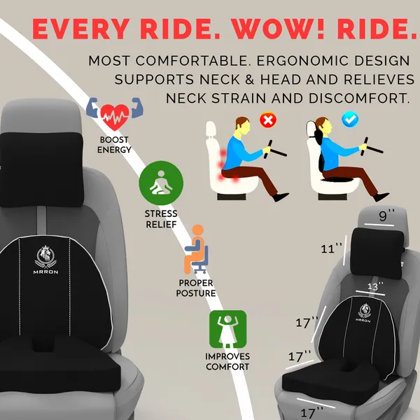 MRRON_Memory_Foam_Car_Seat_Cushion_Set_�_Lumbar_Back_Support,_Coccyx_Seat_Pad_&_Neck_Pillow_�_Ergonomic_Pain_Relief_for_Back,_Tailbone,_Sciatica_�_Ideal_for_Driving,_Office_&_Travel.