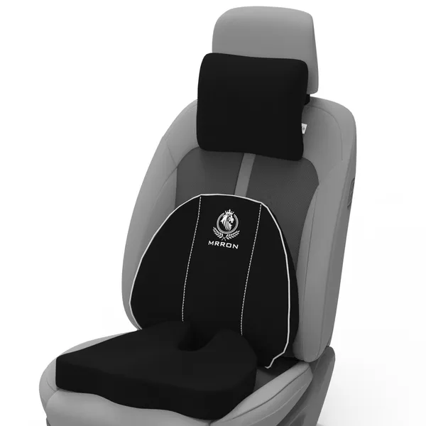 MRRON_Memory_Foam_Car_Seat_Cushion_Set_�_Lumbar_Back_Support,_Coccyx_Seat_Pad_&_Neck_Pillow_�_Ergonomic_Pain_Relief_for_Back,_Tailbone,_Sciatica_�_Ideal_for_Driving,_Office_&_Travel.