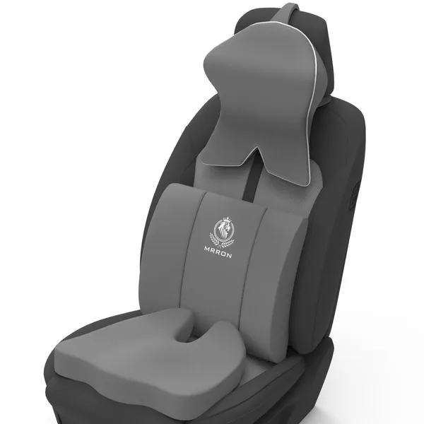 MRRON_Memory_Foam_Car_Seat_Cushion_Set_�_Lumbar_Back_Support,_Coccyx_Seat_Pad_&_Neck_Pillow_�_Ergonomic_Pain_Relief_for_Back,_Tailbone,_Sciatica_�_Ideal_for_Driving,_Office_&_Travel.