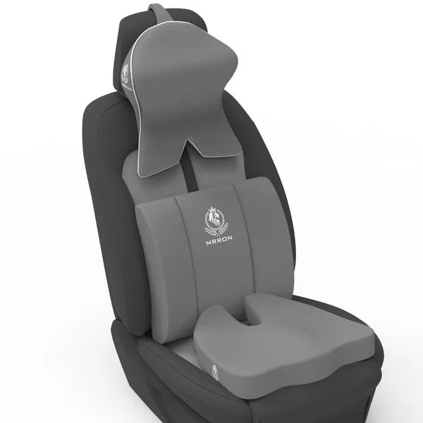 MRRON_Memory_Foam_Car_Seat_Cushion_Set_�_Lumbar_Back_Support,_Coccyx_Seat_Pad_&_Neck_Pillow_�_Ergonomic_Pain_Relief_for_Back,_Tailbone,_Sciatica_�_Ideal_for_Driving,_Office_&_Travel.