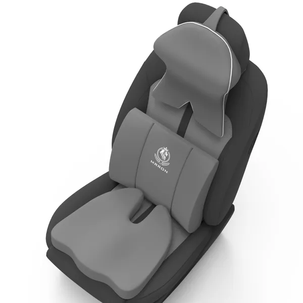 MRRON_Memory_Foam_Car_Seat_Cushion_Set_�_Lumbar_Back_Support,_Coccyx_Seat_Pad_&_Neck_Pillow_�_Ergonomic_Pain_Relief_for_Back,_Tailbone,_Sciatica_�_Ideal_for_Driving,_Office_&_Travel.