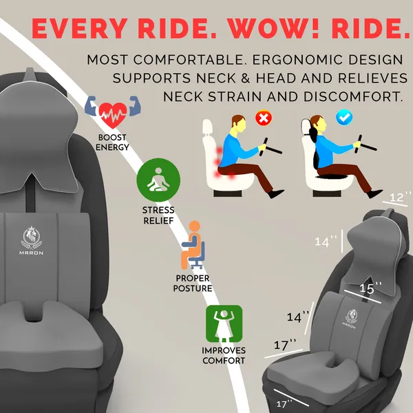 MRRON_Memory_Foam_Car_Seat_Cushion_Set_�_Lumbar_Back_Support,_Coccyx_Seat_Pad_&_Neck_Pillow_�_Ergonomic_Pain_Relief_for_Back,_Tailbone,_Sciatica_�_Ideal_for_Driving,_Office_&_Travel.