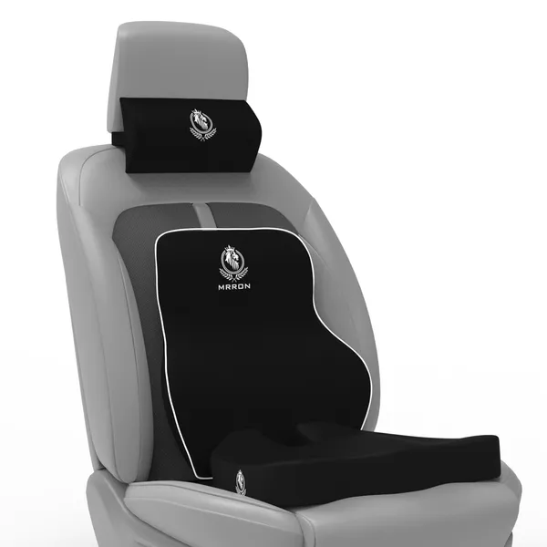 MRRON_Memory_Foam_Car_Seat_Cushion_Set_�_Lumbar_Back_Support,_Coccyx_Seat_Pad_&_Neck_Pillow_�_Ergonomic_Pain_Relief_for_Back,_Tailbone,_Sciatica_�_Ideal_for_Driving,_Office_&_Travel.