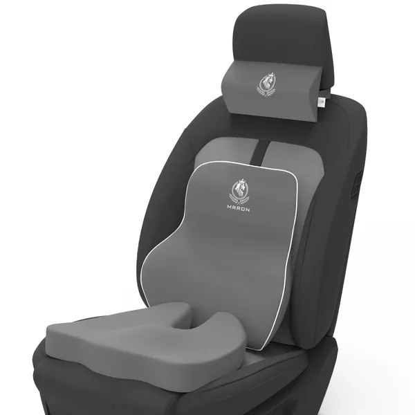 MRRON_Memory_Foam_Car_Seat_Cushion_Set_�_Lumbar_Back_Support,_Coccyx_Seat_Pad_&_Neck_Pillow_�_Ergonomic_Pain_Relief_for_Back,_Tailbone,_Sciatica_�_Ideal_for_Driving,_Office_&_Travel.