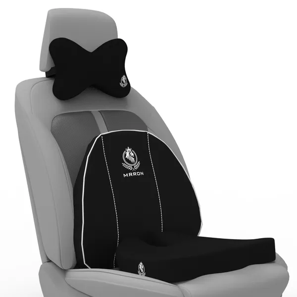 MRRON_Memory_Foam_Car_Seat_Cushion_Set_�_Lumbar_Back_Support,_Coccyx_Seat_Pad_&_Neck_Pillow_�_Ergonomic_Pain_Relief_for_Back,_Tailbone,_Sciatica_�_Ideal_for_Driving,_Office_&_Travel.