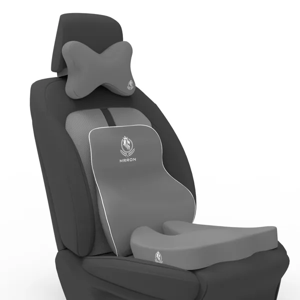 MRRON_Memory_Foam_Car_Seat_Cushion_Set_�_Lumbar_Back_Support,_Coccyx_Seat_Pad_&_Neck_Pillow_�_Ergonomic_Pain_Relief_for_Back,_Tailbone,_Sciatica_�_Ideal_for_Driving,_Office_&_Travel.