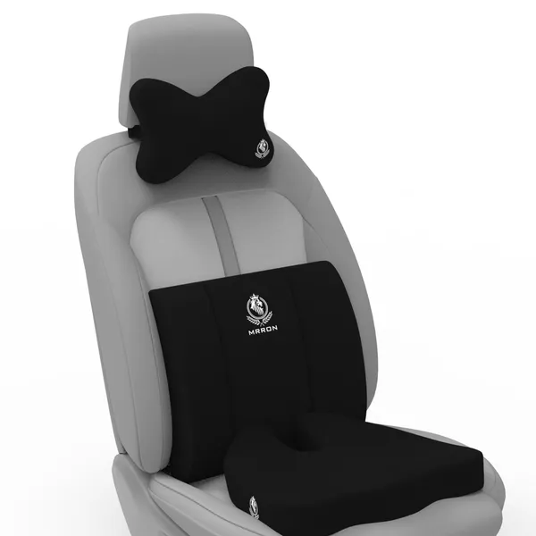MRRON_Memory_Foam_Car_Seat_Cushion_Set_�_Lumbar_Back_Support,_Coccyx_Seat_Pad_&_Neck_Pillow_�_Ergonomic_Pain_Relief_for_Back,_Tailbone,_Sciatica_�_Ideal_for_Driving,_Office_&_Travel.
