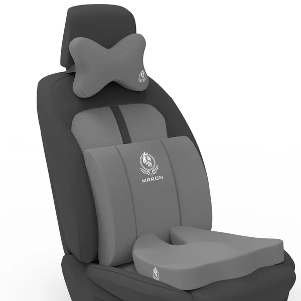 MRRON_Memory_Foam_Car_Seat_Cushion_Set_�_Lumbar_Back_Support,_Coccyx_Seat_Pad_&_Neck_Pillow_�_Ergonomic_Pain_Relief_for_Back,_Tailbone,_Sciatica_�_Ideal_for_Driving,_Office_&_Travel.