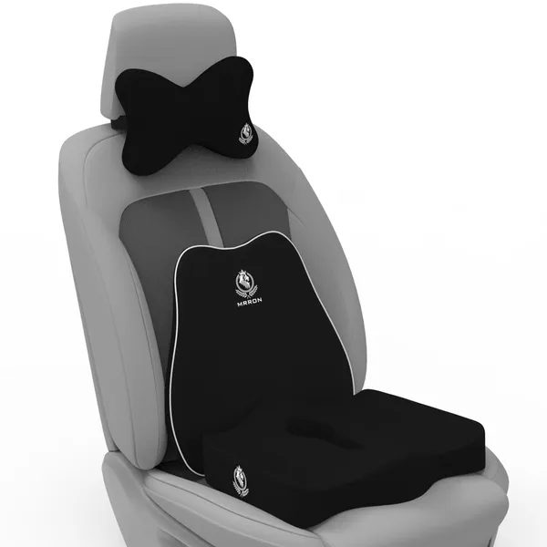 MRRON_Memory_Foam_Car_Seat_Cushion_Set_�_Lumbar_Back_Support,_Coccyx_Seat_Pad_&_Neck_Pillow_�_Ergonomic_Pain_Relief_for_Back,_Tailbone,_Sciatica_�_Ideal_for_Driving,_Office_&_Travel.