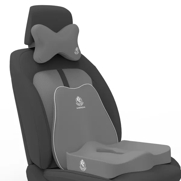 MRRON_Memory_Foam_Car_Seat_Cushion_Set_�_Lumbar_Back_Support,_Coccyx_Seat_Pad_&_Neck_Pillow_�_Ergonomic_Pain_Relief_for_Back,_Tailbone,_Sciatica_�_Ideal_for_Driving,_Office_&_Travel.